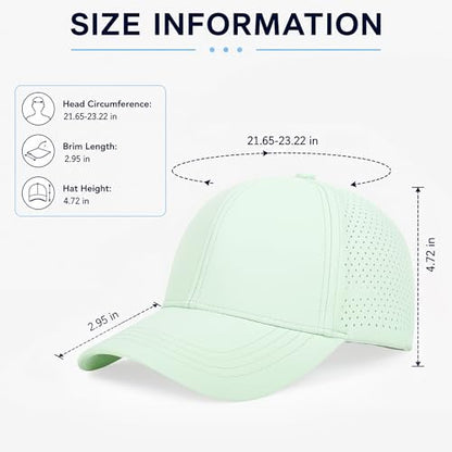 Quick Dry Baseball Cap Curved Brim Snapback Hat Mesh for Men Women - color: Lightgrey+aquagreen+lightblue