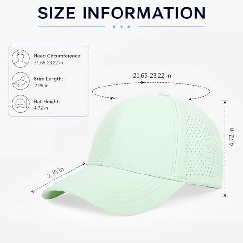Quick Dry Baseball Cap Curved Brim Snapback Hat Mesh for Men Women - color: Aquagreen