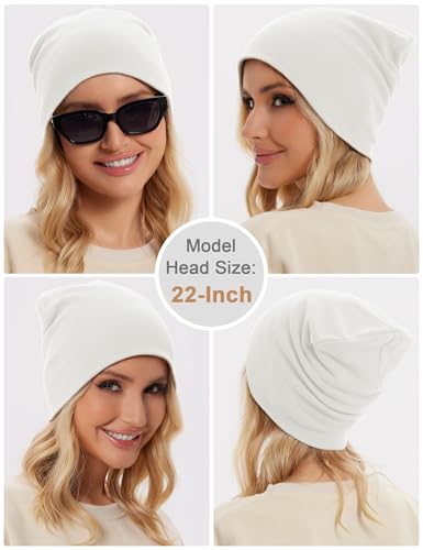 100% Cotton Thin Beanie Hat Women Men Soft Slouchy Chemo Skull Cap - color: 1pc White