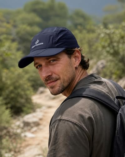 Clakllie Quick Dry 5 Panel Cap for Men Summer Folding Outdoor Hat Breathable Baseball Cap Unstructured Running Hiking Hats - color: Bs26zd01-navy Blue