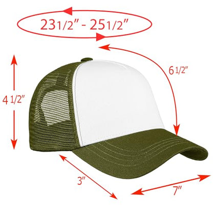 Falari 12 Pack Bulk Wholesale Mesh Trucker Hats 5 Panel and 6 Panel Baseball Caps for Men and Women - color: 5 Panel - Army Green