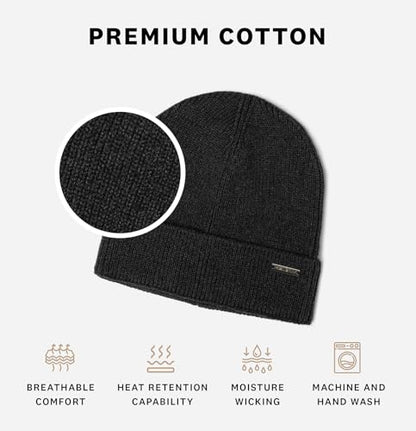 Revony 100% Cotton Men’s Skull Beanie – Soft, Structured, Everyday Comfort - color: Charcoal