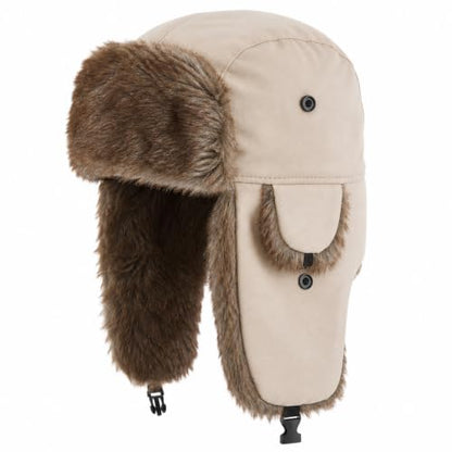 SATINIOR 1 Pcs Unisex Trapper Hat with Chin Strap Earflaps Hat - color: Light Brown