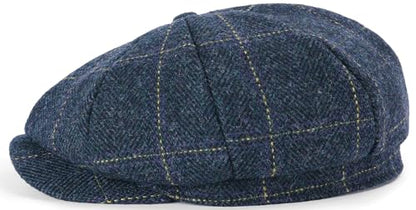 Mens Newsboy Cap High Woolen Tweed Gatsby Hat Ivy Cabbie Flat Golf Cap for Fathers Women Unisex - color: Herringbone Golden Plaid, size: 7 1/4-7 1/2