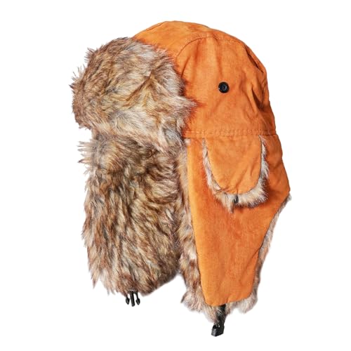 ONWAY Trapper Hat Winter Hats for Women Men with Faux Fur Ear Flaps - color: Dark Yellow