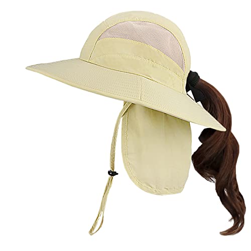 Solaris Mens Sun Hat Neck Flap 2 in 1 Foldable Waterproof UPF 50+ Baseball Cap Fishing Hiking Outdoor - color: #1 Begie