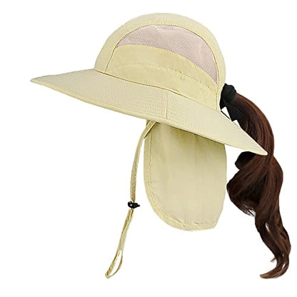 Solaris Mens Sun Hat Neck Flap 2 in 1 Foldable Waterproof UPF 50+ Baseball Cap Fishing Hiking Outdoor - color: #1 Begie