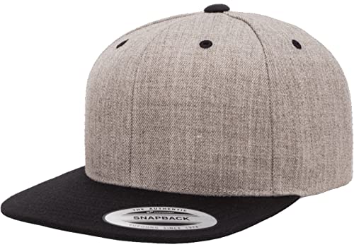 Mrlahat 6089 Yupoong Yp by Flexfit 6-Panel Structured Flat Visor Classic Snapback Cap with Black Bandana - color: Heather / Black