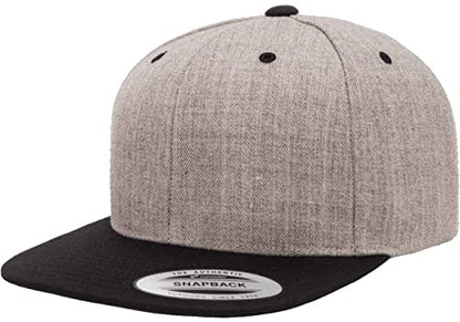 Mrlahat 6089 Yupoong Yp by Flexfit 6-Panel Structured Flat Visor Classic Snapback Cap with Black Bandana - color: Heather / Black