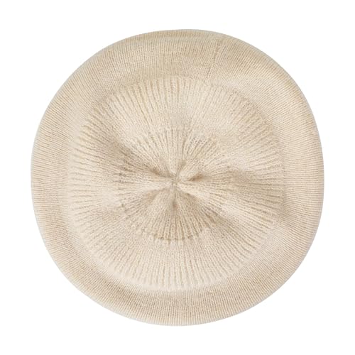 ZLYC Women French Beret Hat Reversible Solid Color Knit Warm Artist Cap - color: Solid Cream White