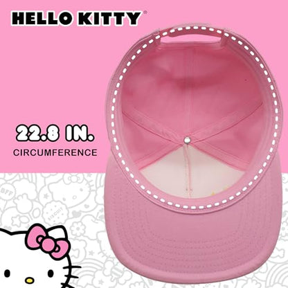 Hello Kitty Baseball Cap, Women's Snapback Hat with Flat Brim and 3D Ribbon and Ears - style: My Melody