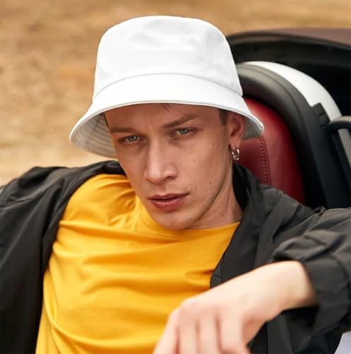 Bucket Hat Beach Sun Hat Fishing Hat for Women Men, Summer Outdoor Travel Packable Fisherman Hat - color: White