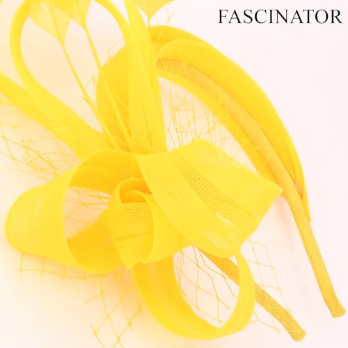 Fascinators Hats for Women, Fascinator Headband Tea Party Hat - color: Yellow