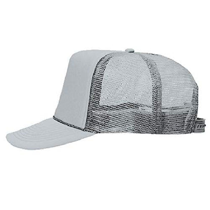 OTTO Polyester Foam Front 5 Panel High Crown Mesh Back Trucker Hat - color: Gray