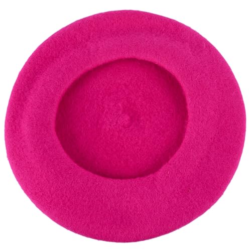 ZAKIRA Wool French Beret for Men & Women, Plain - color: Fuchsia