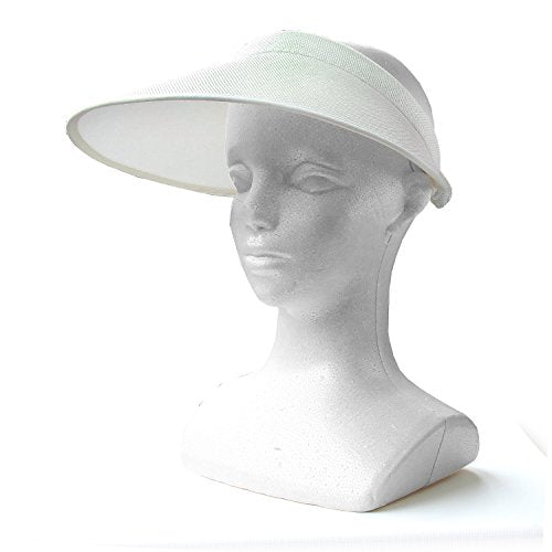 PRO.FASHION Women's Summer Sun UV Protection Visor Wide Brim Clip on Beach Pool Golf Cap Hat-Polyester - color: White