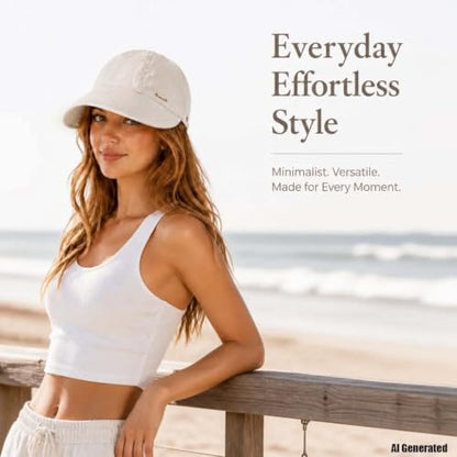 Women's Wide Brim Sun Visor Hat, UPF 50+ UV Protection Adjustable Cap - color: Beige+khaki