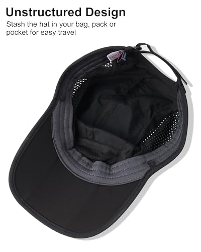 GADIEMKENSD Mens Folding Outdoor Hat Long Brim UPF 50+ Sun Protection - color: Folding Black