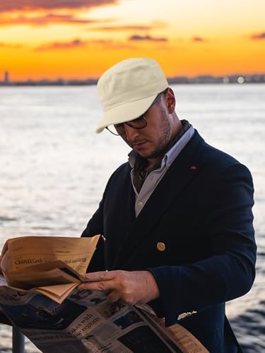 Washed Cotton Basic Cadet Army Cap Everyday Military Style Hat Vintage Flat Top Cap - color: White
