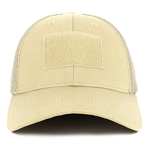Armycrew Hook and Loop Patch Flex Fitting Tactical Air Mesh Back Cap - color: Stone, size: Large-X-Large