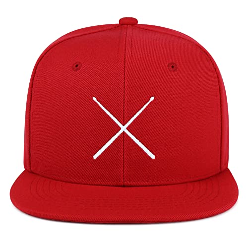 JPAK Drum Stick Hip-Hop Snapback Hat Embroidered Baseball Cap Drummer - color: 12. Red