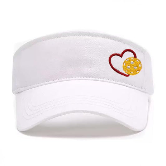 Embroidered Pickleball Visor Men Women,Gifts for Pickleball Lovers - color: White, style: Pickleball Heart