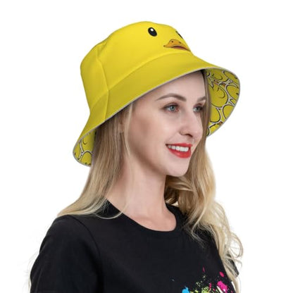 Bucket Hat Funny Duck Fisherman Hat Travel Beach Sun Hat Outdoor Cap for Men Women Adults - color: Double-side Funny Duck 1