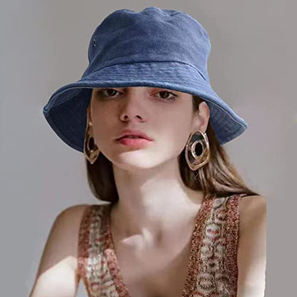 Premium Cotton Bucket Hats,Packable Hats for Men Women,Summer Bucket Hat,Fishing Sun Hats - color: Navy