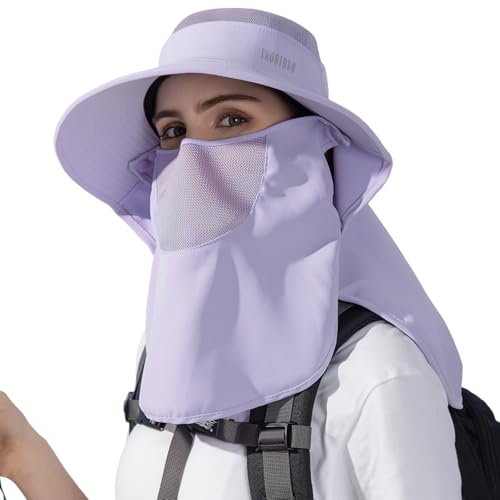HUAMULAN Women Wide Brim Sun Hat Ponytail UV Protection Visor Fishing Cap - color: Purple