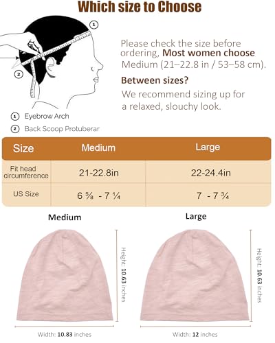 100% Cotton Thin Summer Slouchy Beanie Hat for Women Men Chemo Cap - color: 1pc Pink, size: Medium