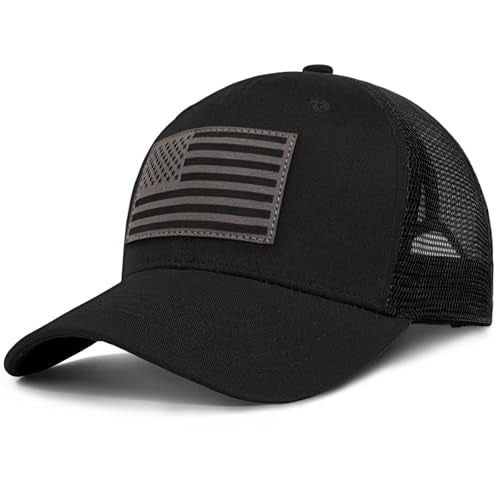 American Flag Trucker Hat - Snapback Hats for Men Women Baseball Cap - Breathable Mesh & Adjustable Fit for Casual Wear - color: Black-1