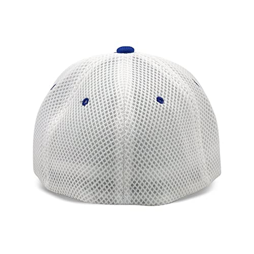 [2 Pack] Hybrid Stretch-Fitted Trucker Cap, Baseball Cap with Air Mesh - color: 2pk Blue/White (Air Mesh), size: Large-X-Large
