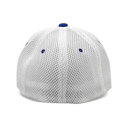 [2 Pack] Hybrid Stretch-Fitted Trucker Cap, Baseball Cap with Air Mesh - color: 2pk Blue/White (Air Mesh), size: Small-Medium