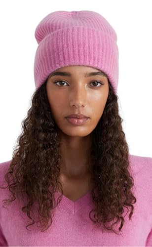 Style Republic Women’s Chunky Knit Beanie, 100% Pure Cashmere Cap, Soft & Stretchy, Warm Hat for Autumn, Winter, Spring - color: Candy Pink