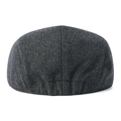 FEINION Men Wool Blend Flat Cap Tweed Newsboy Ivy Hat - color: Dark Grey