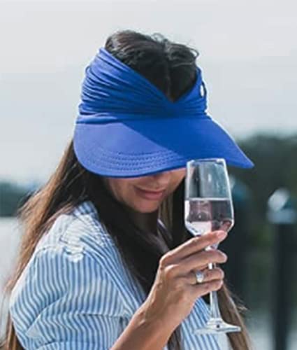 Muryobao Womens Sun Visor Hat Wide Brim Summer UPF 50+ UV Protection Beach Sport Cap - color: Royal Blue