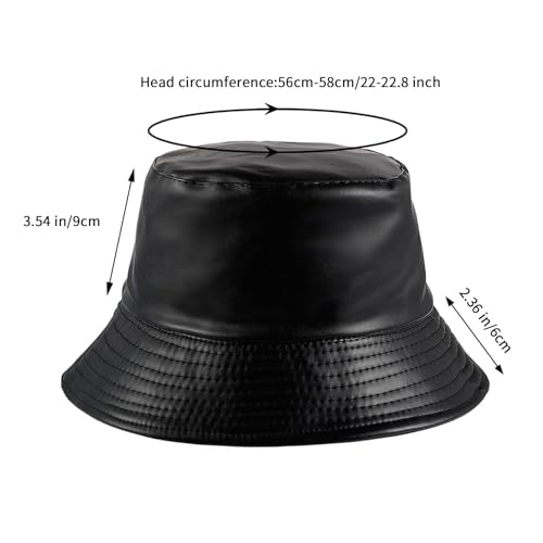 MILAKOO Pu Leather Bucket Hat for Unisex Reversible Fishing Cap Metallic Retro 80s 90s Fisherman Hat - color: A: Black