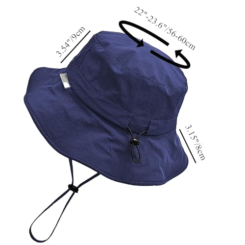 Waterproof Bucket Hat for Men Women Quick Dry Sun Hat Fishing Safari Hat Adjustable Chin Strap UV Protection - color: Blue