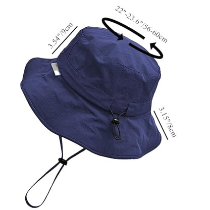Waterproof Bucket Hat for Men Women Quick Dry Sun Hat Fishing Safari Hat Adjustable Chin Strap UV Protection - color: Blue