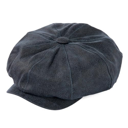TOP-EX Waterproof 8-Panel Faux Leather Newsboy Flat Cap for Men, Adjustable - color: Navy (Waterproof Faux Leather), size: Large-X-Large