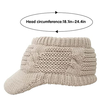 XYIYI Beanie Tail Winter Warm Knit Messy High Bun Ponytail Hats Visor Beanie Cap - color: Beige