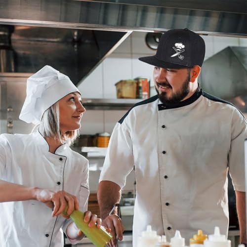 Snapback Hats for Men Flat Bill Brim Hats for Men Skeleton Skull Fitted Hat for Mens Black Baseball Hat Hip Hop ﻿ - color: Chef