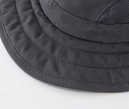 Connectyle Kids Sun Hat for Boys Girls Wide Brim Bucket Hat UPF 50+ Sun Protection Hat Breathable Summer Beach Hat - color: Dark Grey