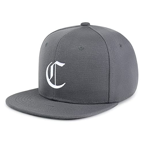 JPAK Old English Letter C Hip-Hop Snapback Hat Embroidered Baseball Cap English Alphabet - color: 03. Dark Grey
