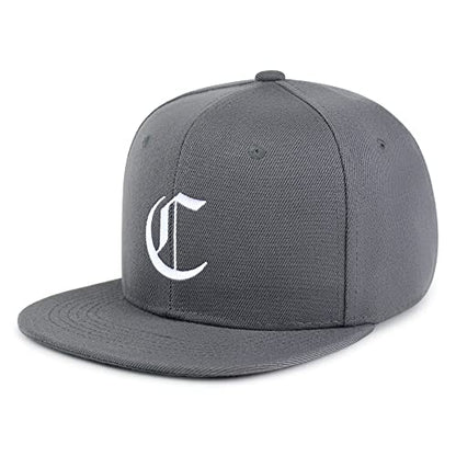 JPAK Old English Letter C Hip-Hop Snapback Hat Embroidered Baseball Cap English Alphabet - color: 03. Dark Grey