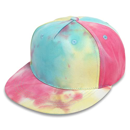 BAVST Kids Boy Girl Baseball Cap Baby Sun Hat Adjustable Toddler Trucker Hats with Flat Brim for Summer Outdoor - color: Z-tie-dyed Rose, size: 1-2T