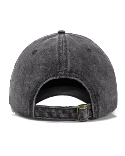 Zylioo Petite Baseball Cap for Small Heads Adult,Soft Crown Washed Dad Hat - color: Washed Black-fits 21.3"-22"