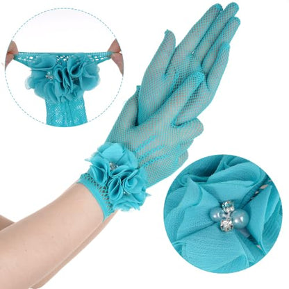Pistha Fascinators Hats for Women and Tea Party Gloves for Tea Party Dress - color: Lake Blue