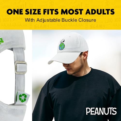 Concept One Unisex Adult Peanuts Snoopy Dad Hat, Adult Cotton Adjustable Baseball Cap with Curved Brim - color: White