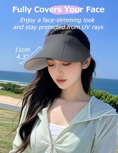 63g ONLY Ultra-Lightweight Foldable Sun Visor Hat for Women, 99% UV Block, Foldable & Packable Beach Outdoor Travel Cap - color: Black